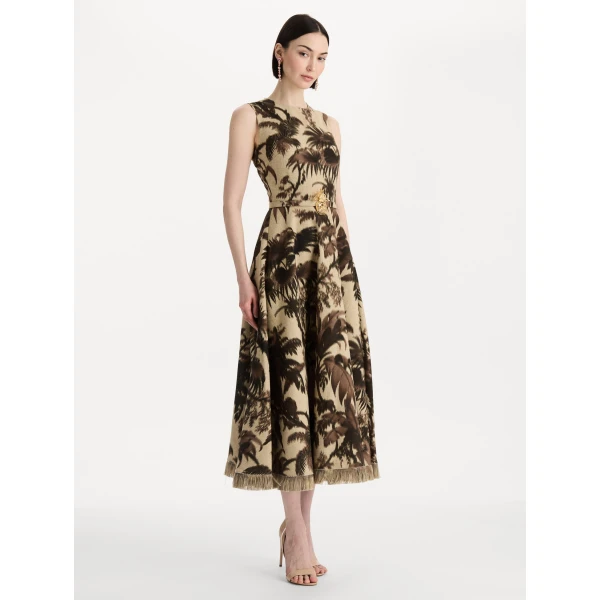 Oscar de la Renta Chiné Palm Leaves Dress, view 3