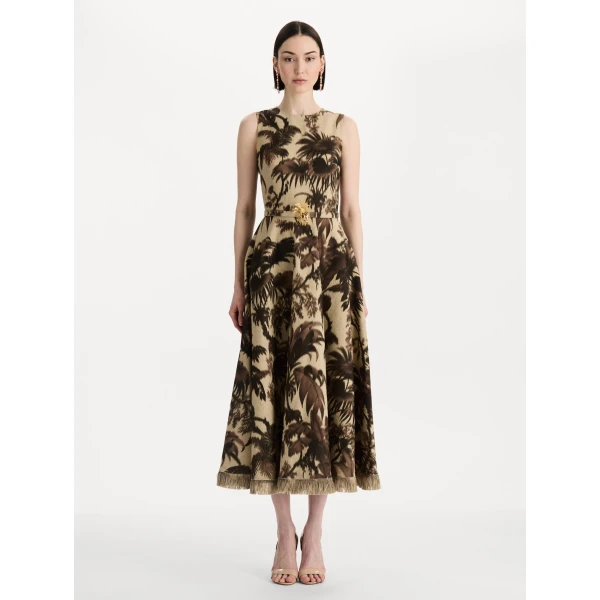 Oscar de la Renta Chiné Palm Leaves Dress, view 5