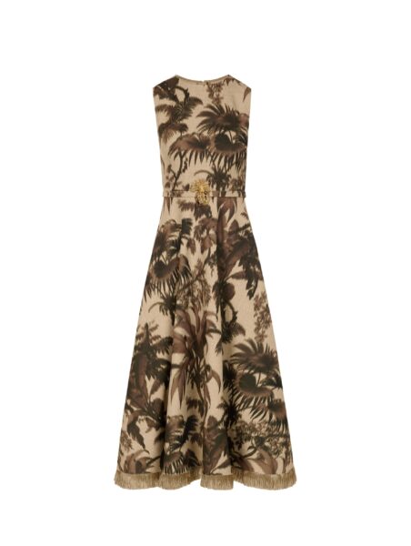 Oscar de la Renta Chiné Palm Leaves Dress - Dresses - American Luxury Evening Wear at Luxury Shoes 