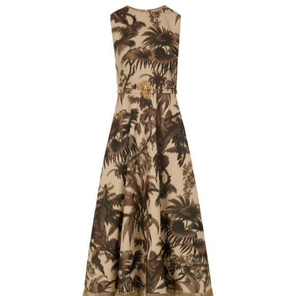 Oscar de la Renta Chiné Palm Leaves Dress