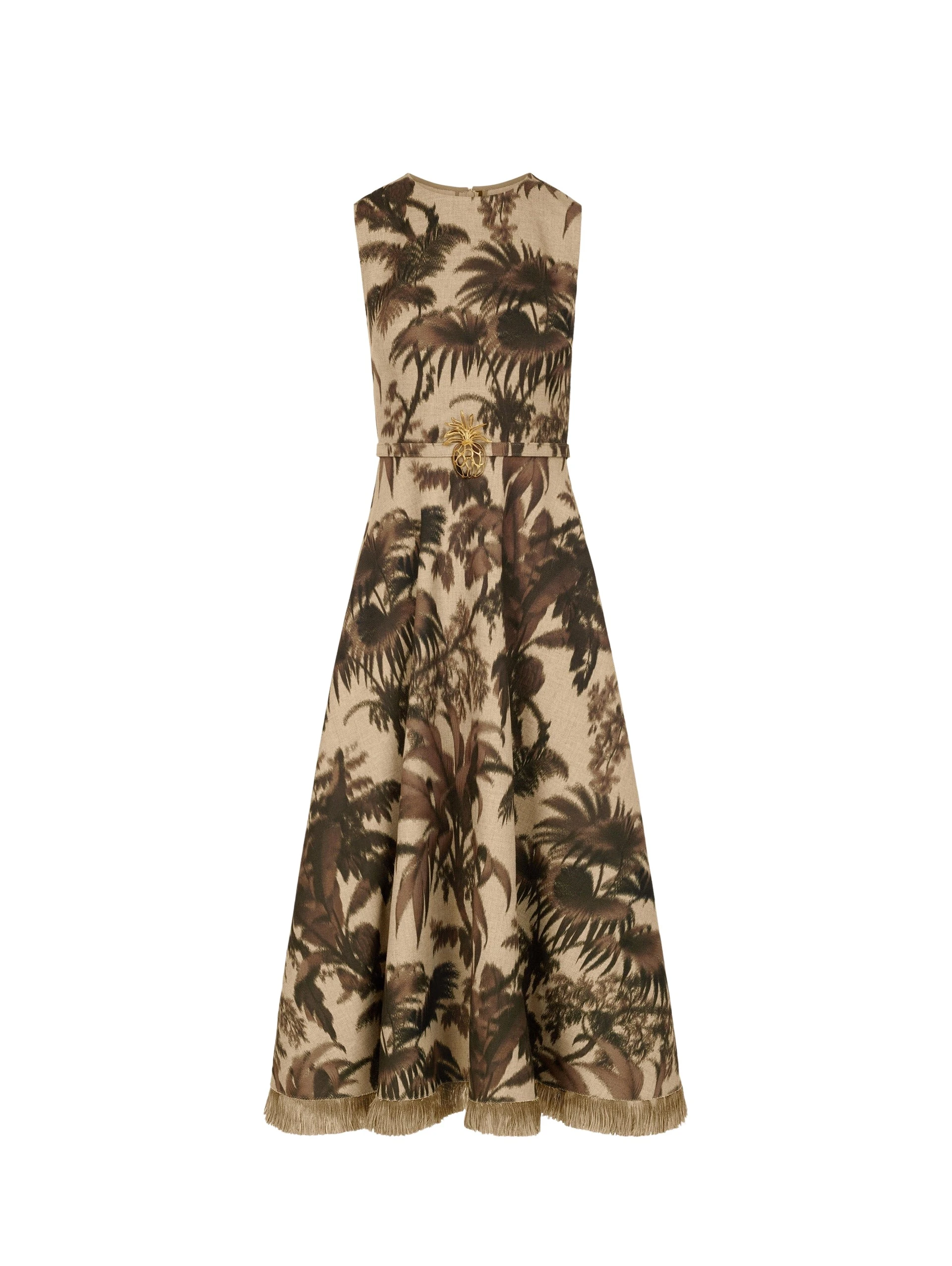 Oscar de la Renta Chiné Palm Leaves Dress