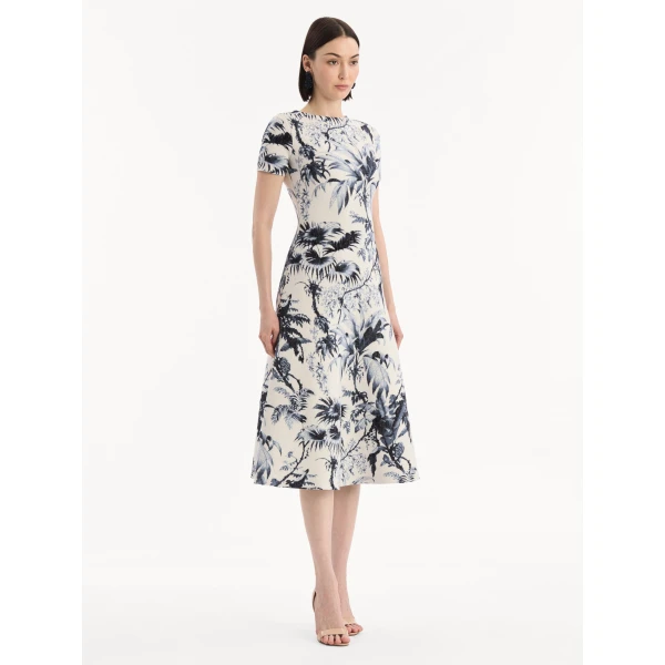 Oscar de la Renta Chiné Palm Leaves Knit Dress, view 3