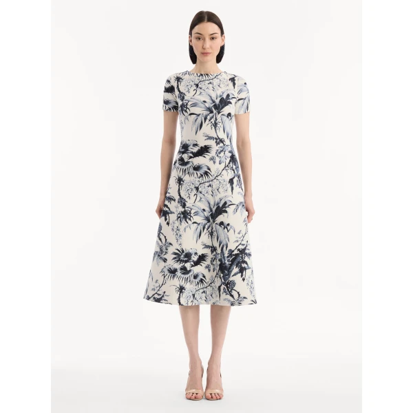 Oscar de la Renta Chiné Palm Leaves Knit Dress, view 5