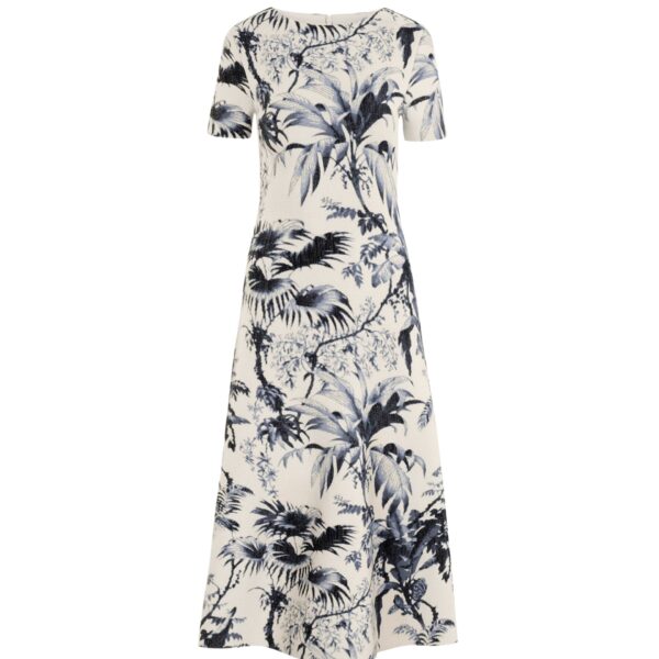 Oscar de la Renta Chiné Palm Leaves Knit Dress