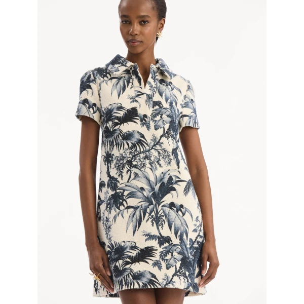 Oscar de la Renta Chiné Palm Leaves Shift Dress, view 4
