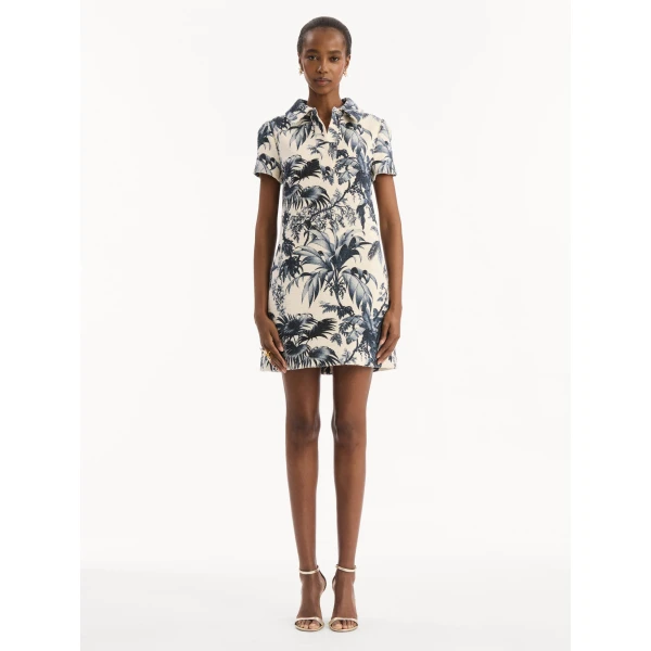Oscar de la Renta Chiné Palm Leaves Shift Dress, view 5