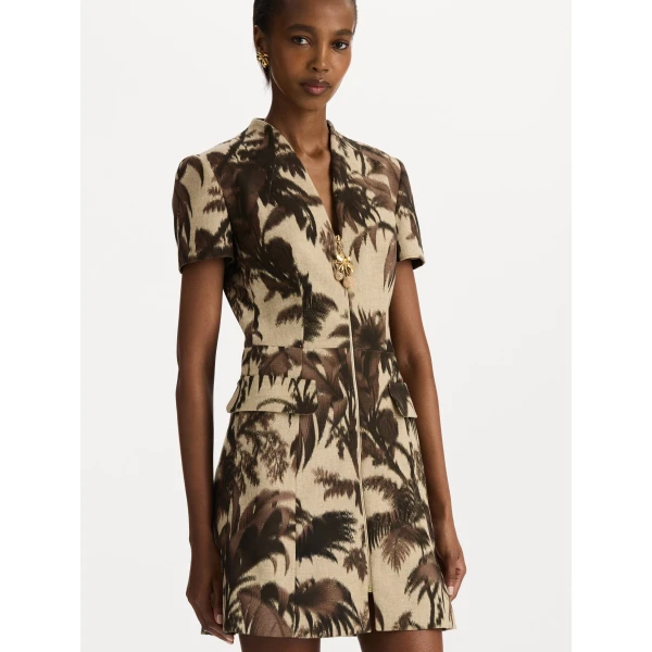 Oscar de la Renta Chiné Palm Leaves Tweed Dress, view 4