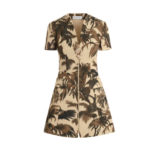 Oscar de la Renta Chiné Palm Leaves Tweed Dress