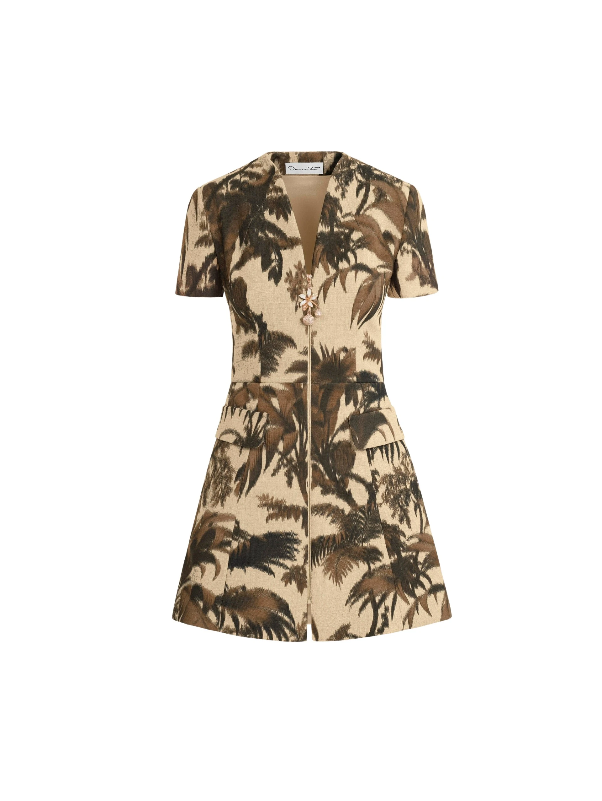 Oscar de la Renta Chiné Palm Leaves Tweed Dress