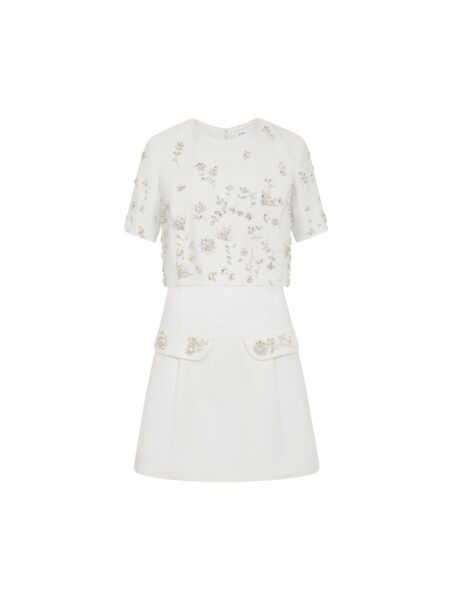 Oscar de la Renta Crystal Floral Embroidered Cocktail Dress - Dresses - American Luxury Evening Wear at Luxury Shoes 
