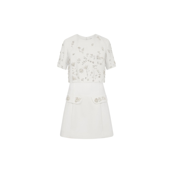 Oscar de la Renta Crystal Floral Embroidered Cocktail Dress - Dresses - American Luxury Evening Wear at Luxury Shoes 