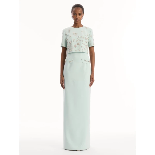 Oscar de la Renta Crystal Floral Embroidered Gown, view 2