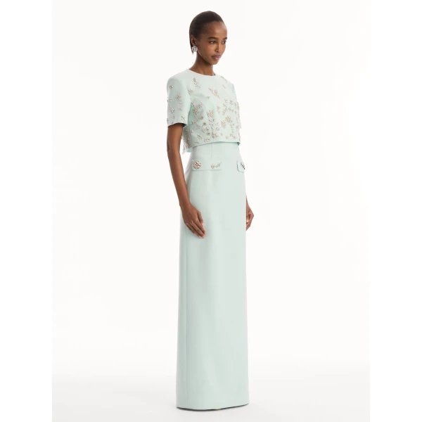 Oscar de la Renta Crystal Floral Embroidered Gown, view 6