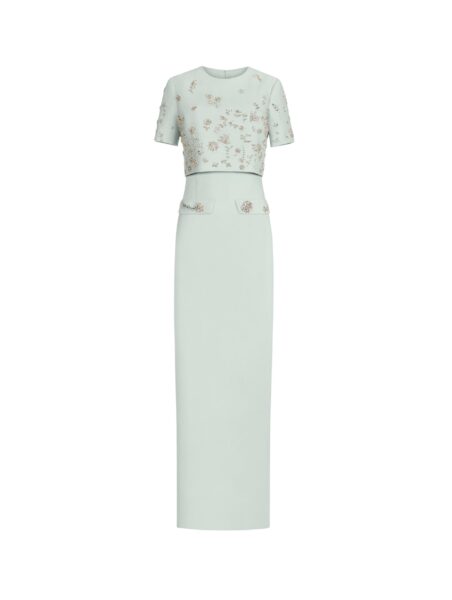 Oscar de la Renta Crystal Floral Embroidered Gown - Dresses - American Luxury Evening Wear at Luxury Shoes 