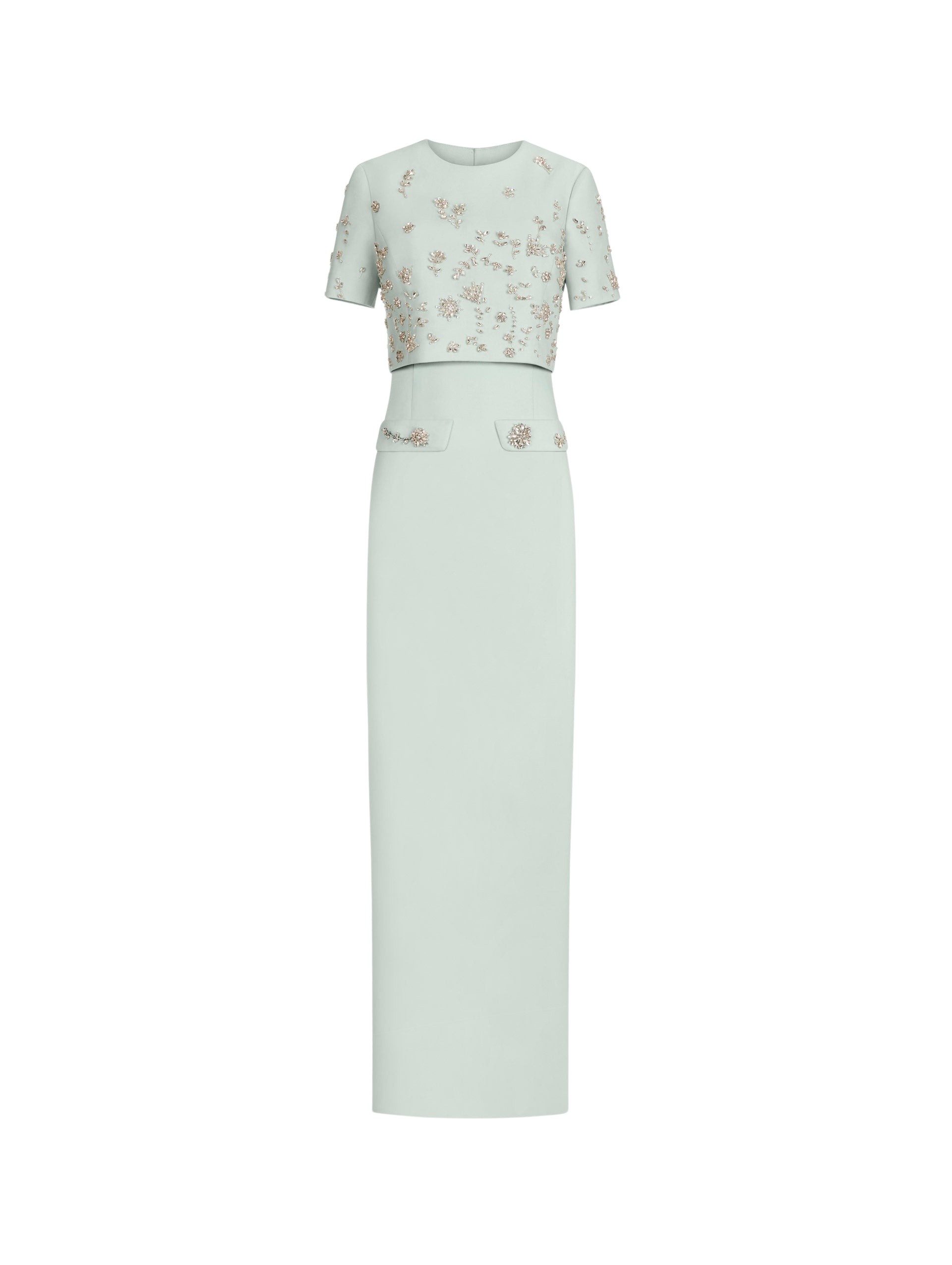 Oscar de la Renta Crystal Floral Embroidered Gown