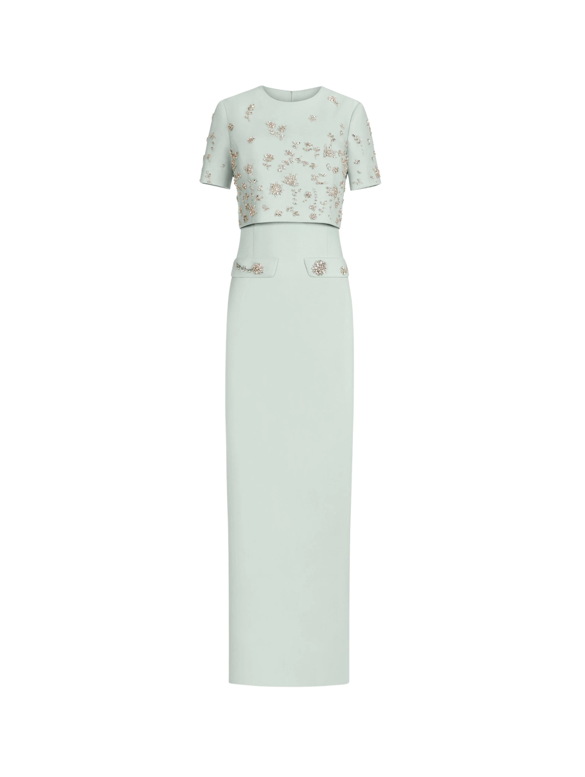 Oscar de la Renta Crystal Floral Embroidered Gown