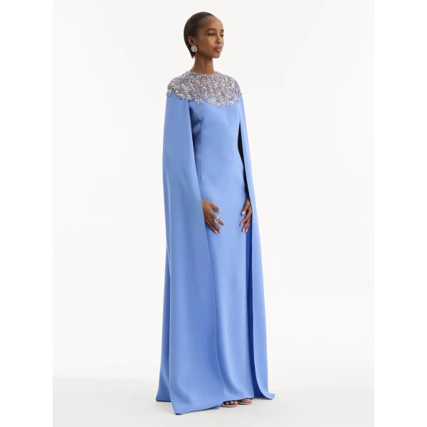 Oscar de la Renta Crystal & Glass Embroidered Caftan, view 3