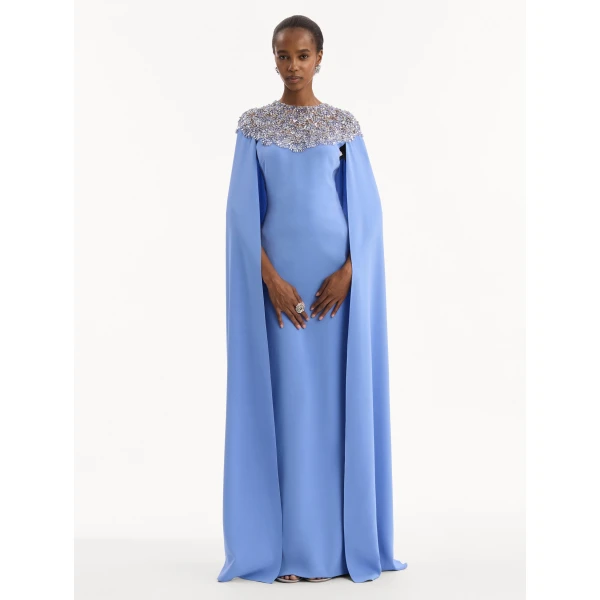 Oscar de la Renta Crystal & Glass Embroidered Caftan, view 5