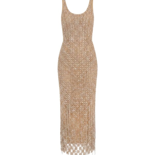 Crystal & Glass Embroidered Cocktail Dress