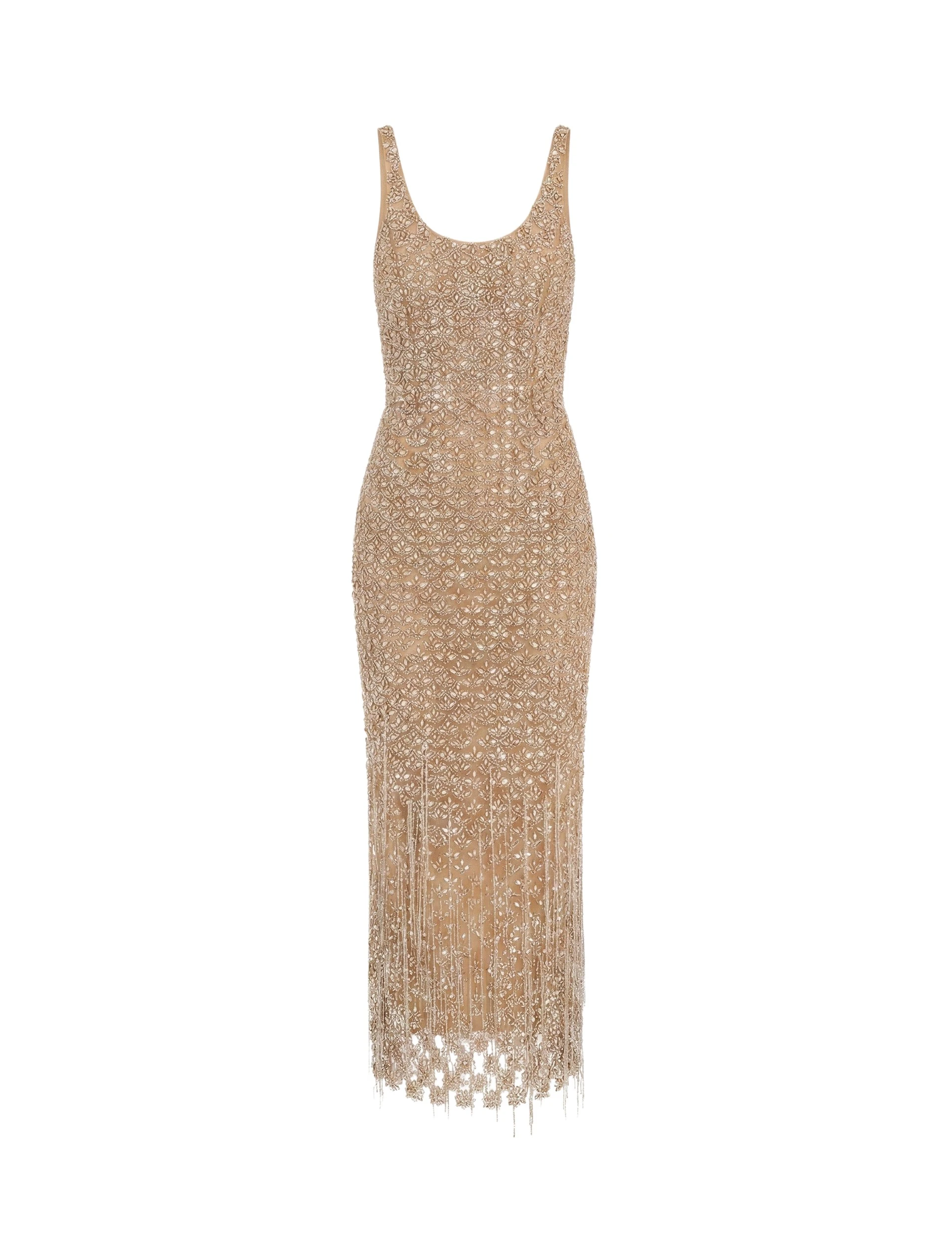 Oscar de la Renta Crystal & Glass Embroidered Cocktail Dress