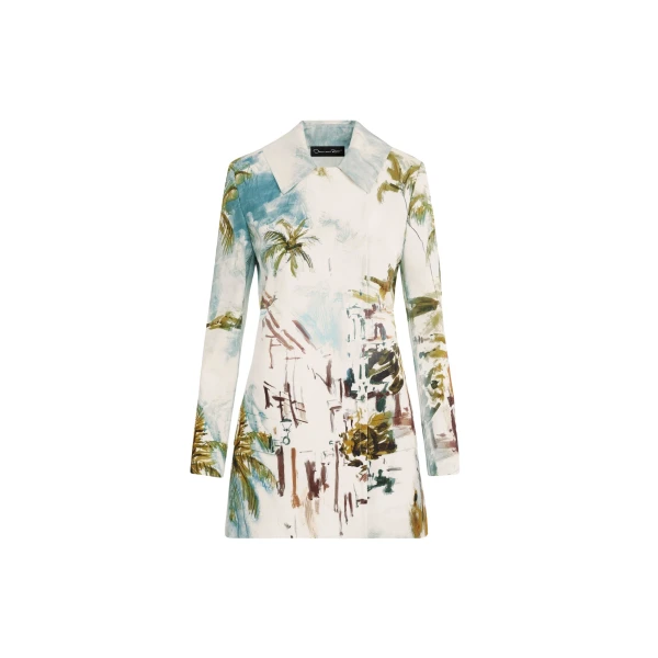 Oscar de la Renta Dominican Landscape Cotton Poplin Coat