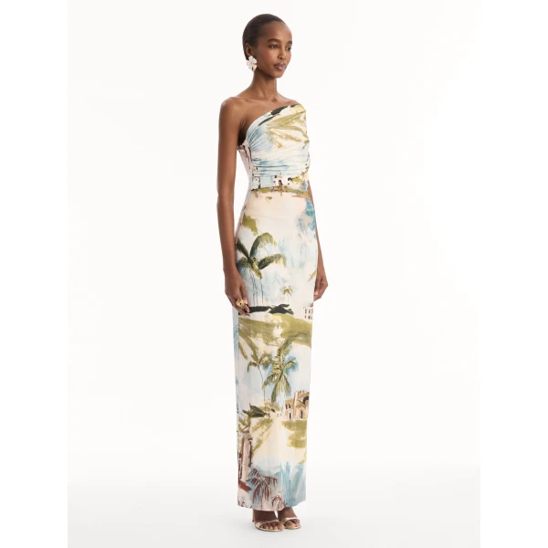 Oscar de la Renta Dominican Landscape Jersey Gown, view 3