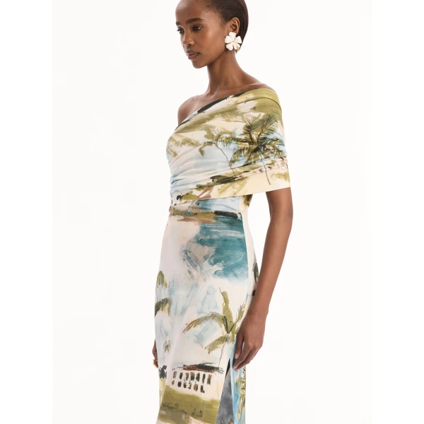 Oscar de la Renta Dominican Landscape Jersey Gown, view 4