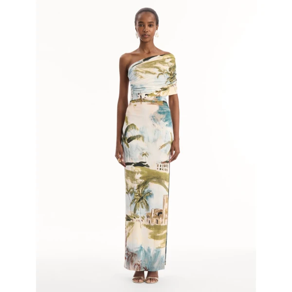 Oscar de la Renta Dominican Landscape Jersey Gown, view 5