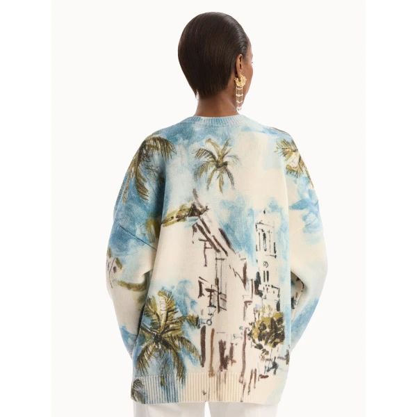 Oscar de la Renta Dominican Landscape Oversized Pullover Knit, view 3