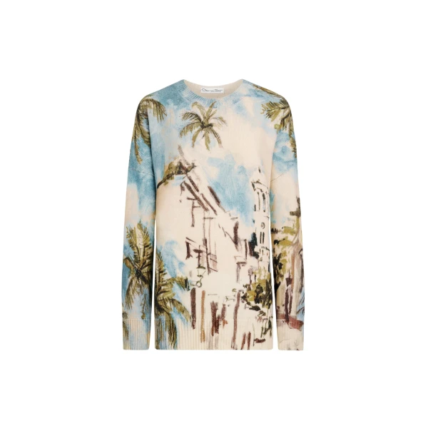 Oscar de la Renta Dominican Landscape Oversized Pullover Knit