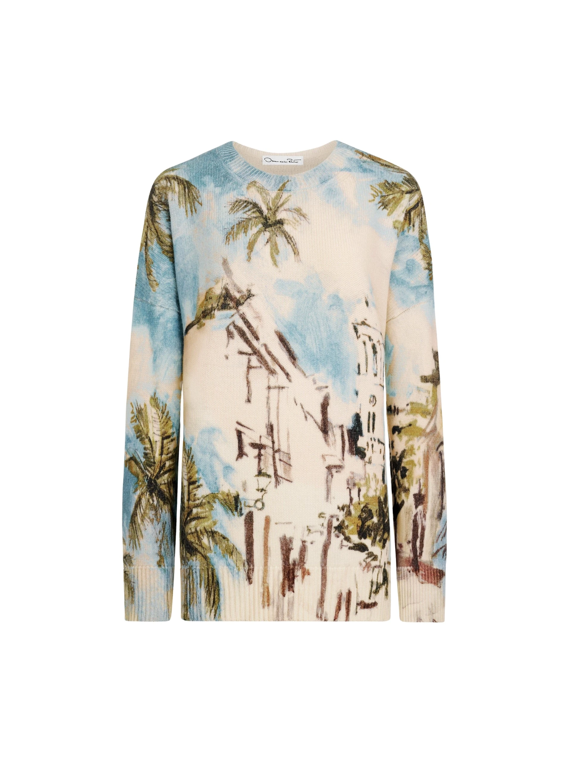 Oscar de la Renta Dominican Landscape Oversized Pullover Knit