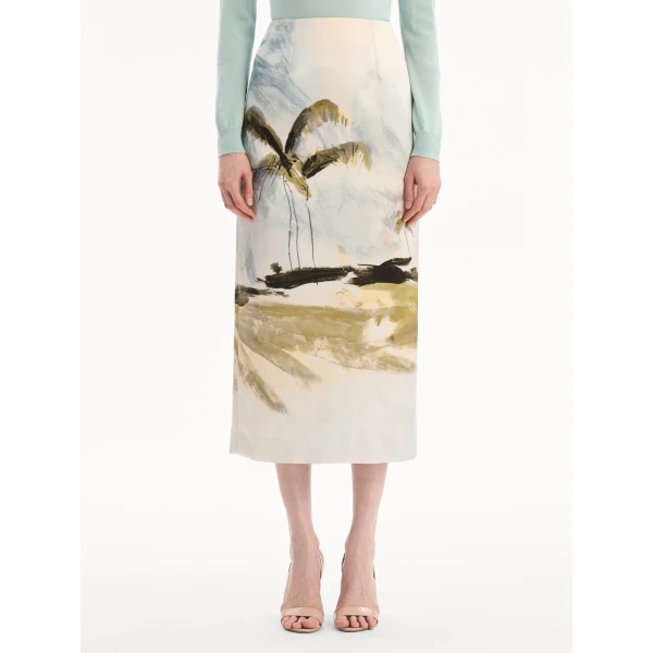 Oscar de la Renta Dominican Landscape Pencil Skirt, view 2