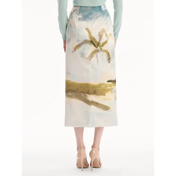 Oscar de la Renta Dominican Landscape Pencil Skirt, view 3