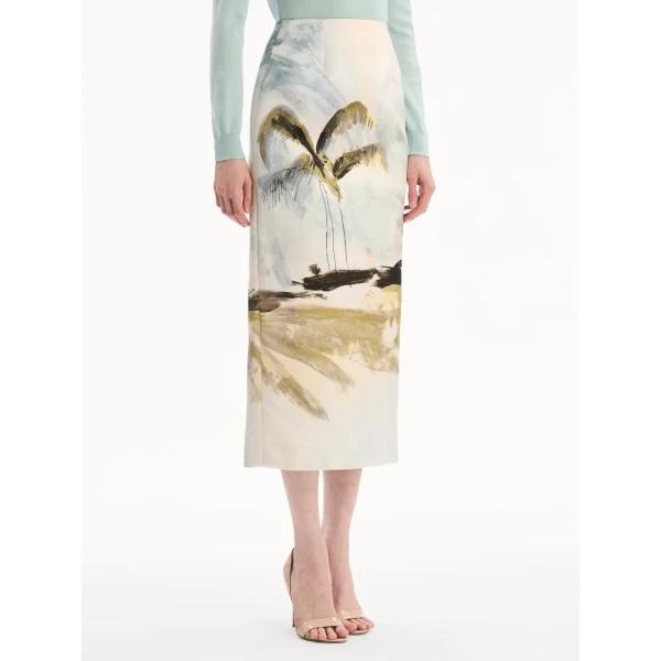 Oscar de la Renta Dominican Landscape Pencil Skirt, view 4