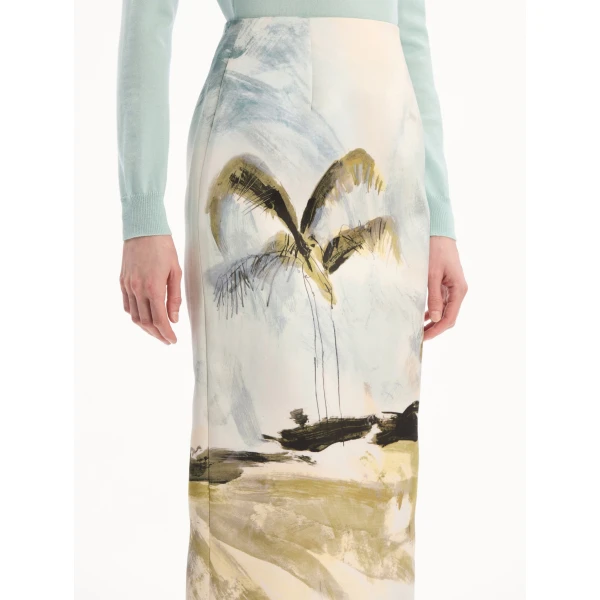 Oscar de la Renta Dominican Landscape Pencil Skirt, view 6