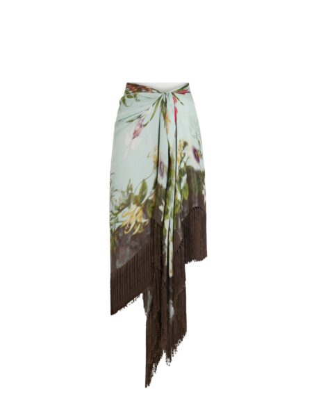 Oscar de la Renta Dominican Mixed-Floral Fringe Skirt - Skirts - American Luxury Evening Wear at Luxury Shoes 