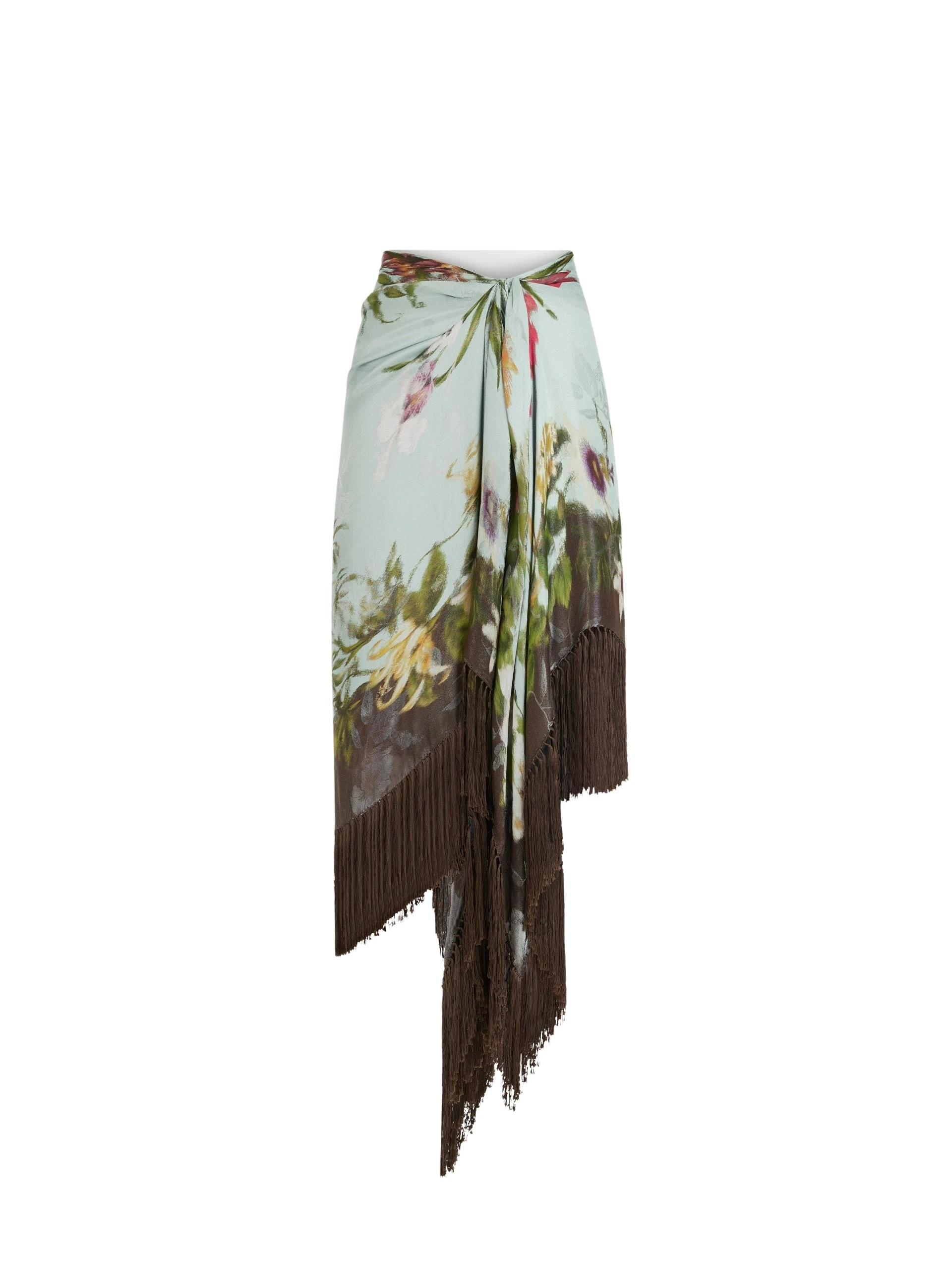 Dominican Mixed-Floral Fringe Skirt