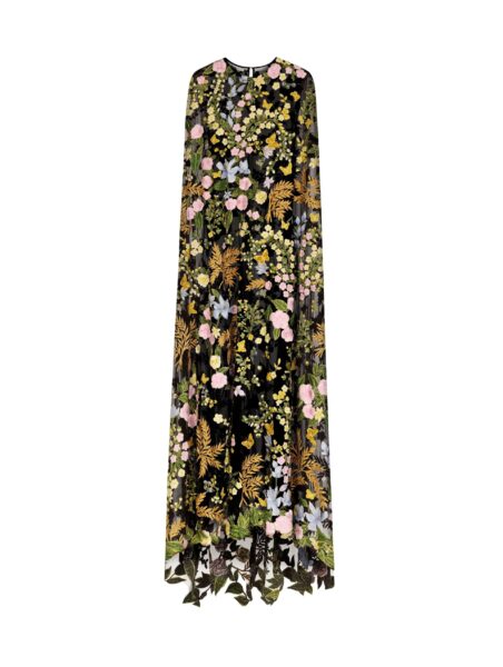 Oscar de la Renta Dominican Mixed-Floral Guipure Caftan - Kimono - American Luxury Evening Wear at Luxury Shoes 