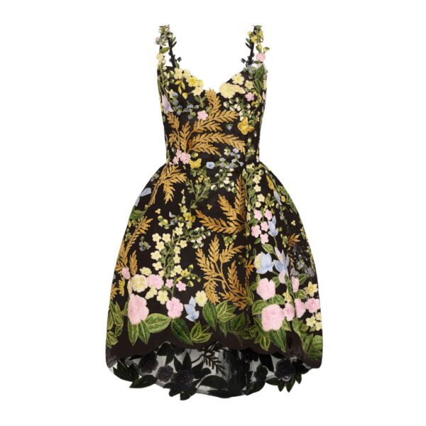 Dominican Mixed-Floral Guipure High-Low Dress