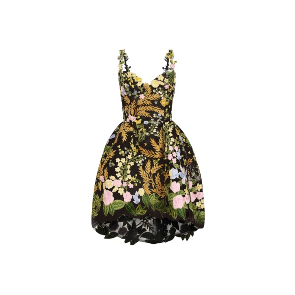 Oscar de la Renta Dominican Mixed-Floral Guipure High-Low Dress - Dresses - American Luxury Evening Wear at Luxury Shoes 