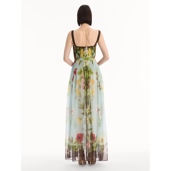 Oscar de la Renta Dominican Mixed-Floral Silk Chiffon Gown, view 2