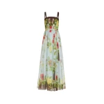 Oscar de la Renta Dominican Mixed-Floral Silk Chiffon Gown