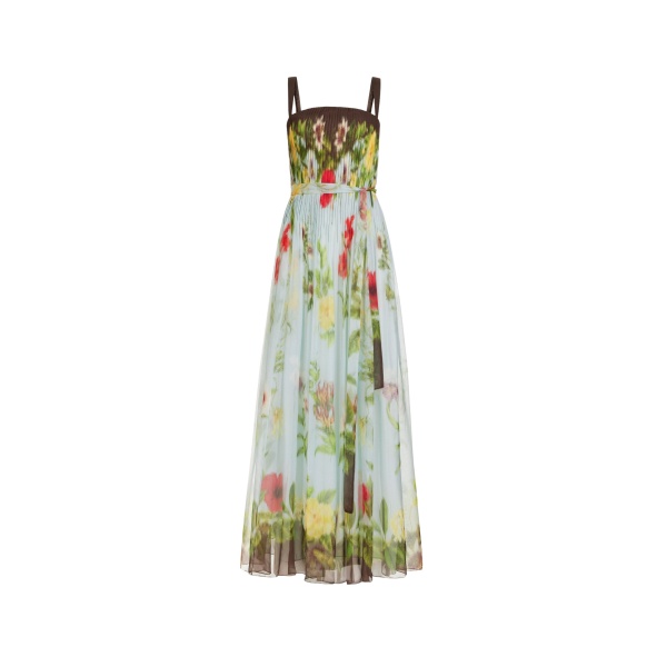 Oscar de la Renta Dominican Mixed-Floral Silk Chiffon Gown - Dresses - American Luxury Evening Wear at Luxury Shoes 
