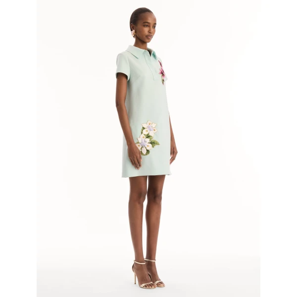 Oscar de la Renta Dominican Mixed-Floral Threadwork Shift Dress, view 3