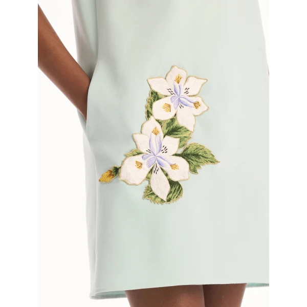 Oscar de la Renta Dominican Mixed-Floral Threadwork Shift Dress, view 4