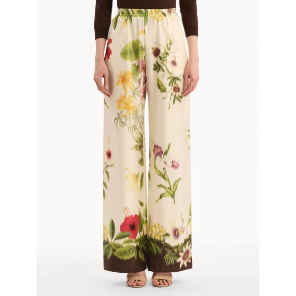 Oscar de la Renta Dominican Mixed-Floral Wide Leg Pant, view 2