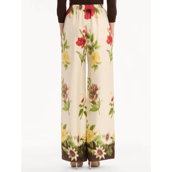 Oscar de la Renta Dominican Mixed-Floral Wide Leg Pant, view 3