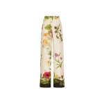 Oscar de la Renta Dominican Mixed-Floral Wide Leg Pant