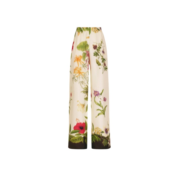 Oscar de la Renta Dominican Mixed-Floral Wide Leg Pant - Pants - American Luxury Evening Wear at Luxury Shoes 