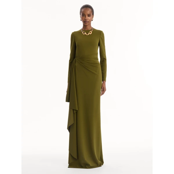Oscar de la Renta Drape-Detail Jersey Gown, view 5